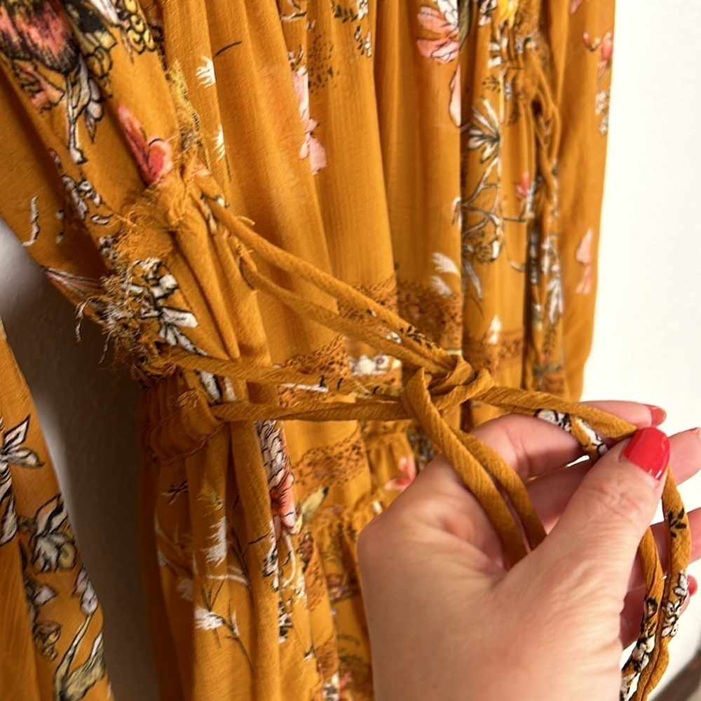 Free People 90s Revival Floral Boho Chic Babydoll Dress Hi-Low Adjustable Waist - Picture 11 of 13